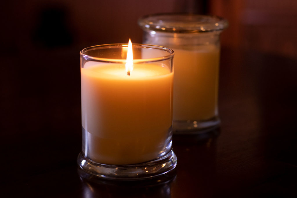 Natural soy candle in a medium 8.5 oz jar. Good Earth Candle Company, goodearthcandle.com.